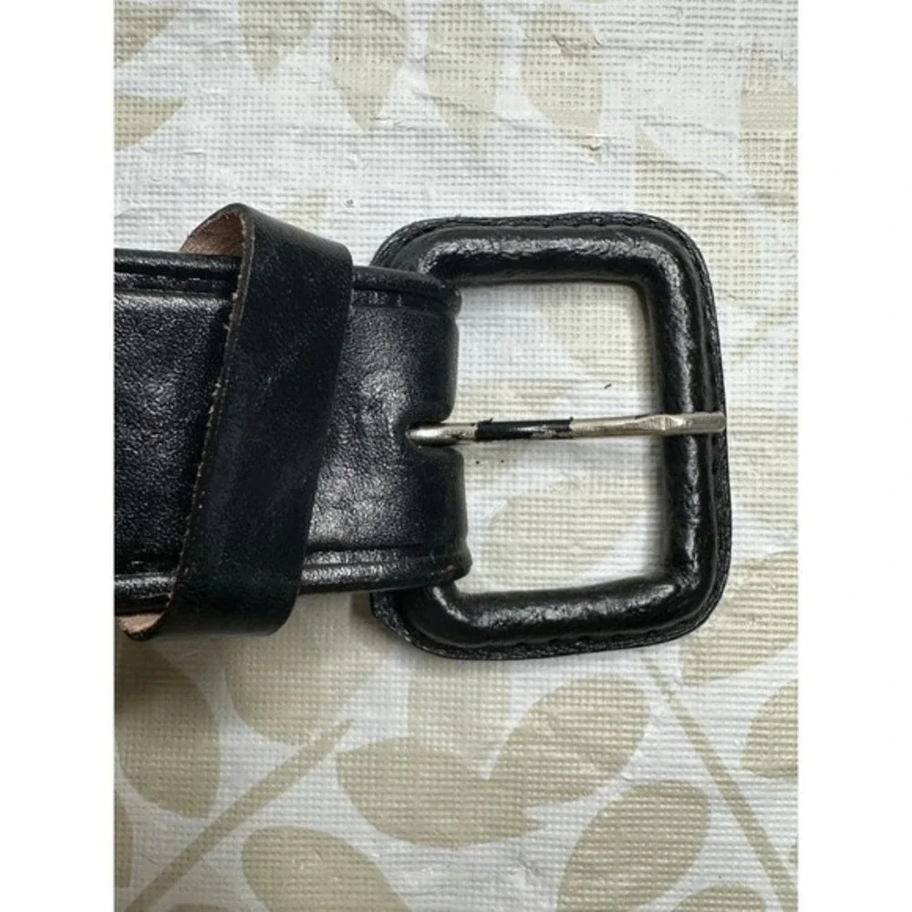 Leather Belt Men's Size 38 Made In Mexico braided Stitched‎ Black western unisex